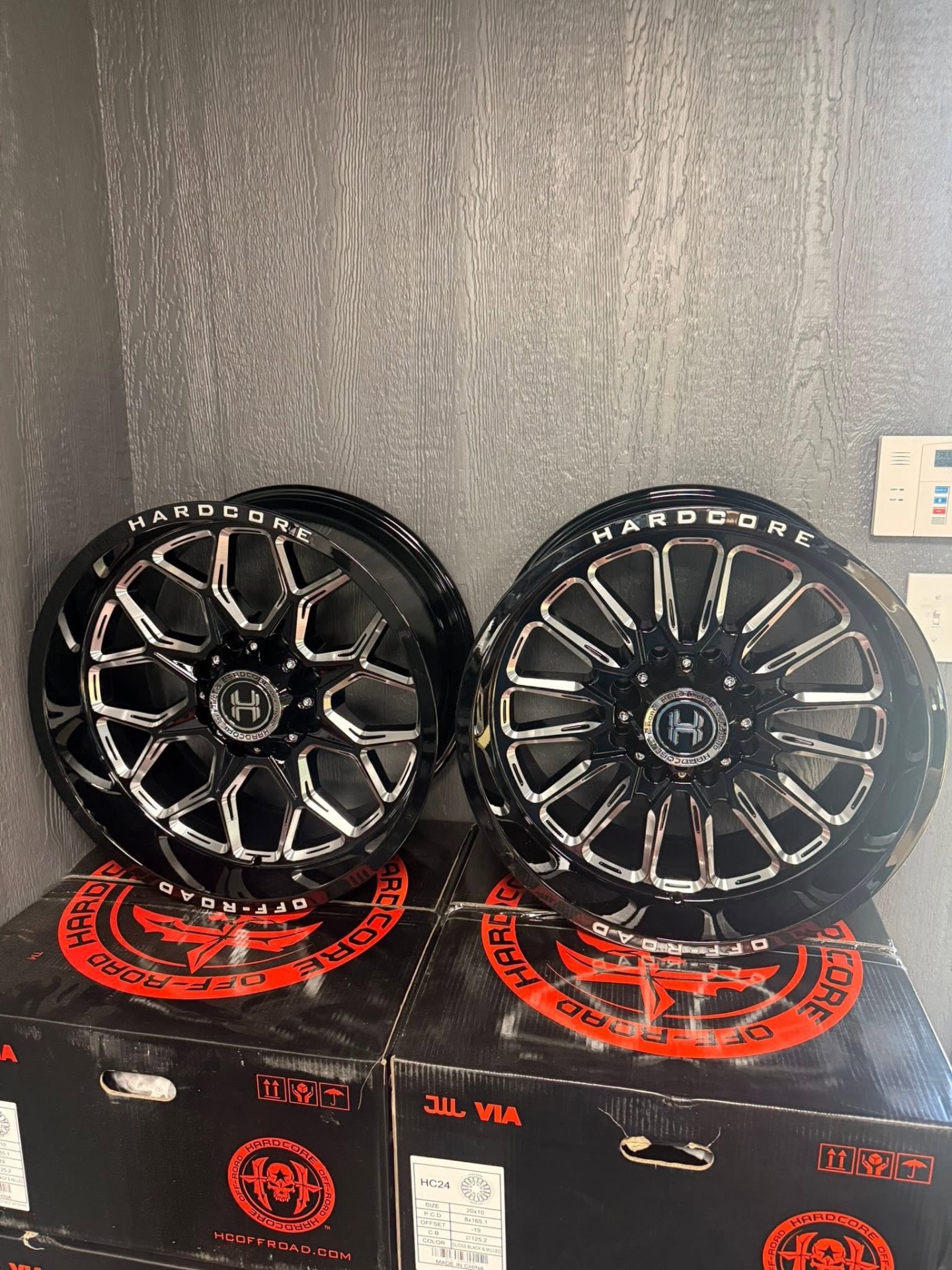 Hardcore Off-Road custom truck wheels in shop